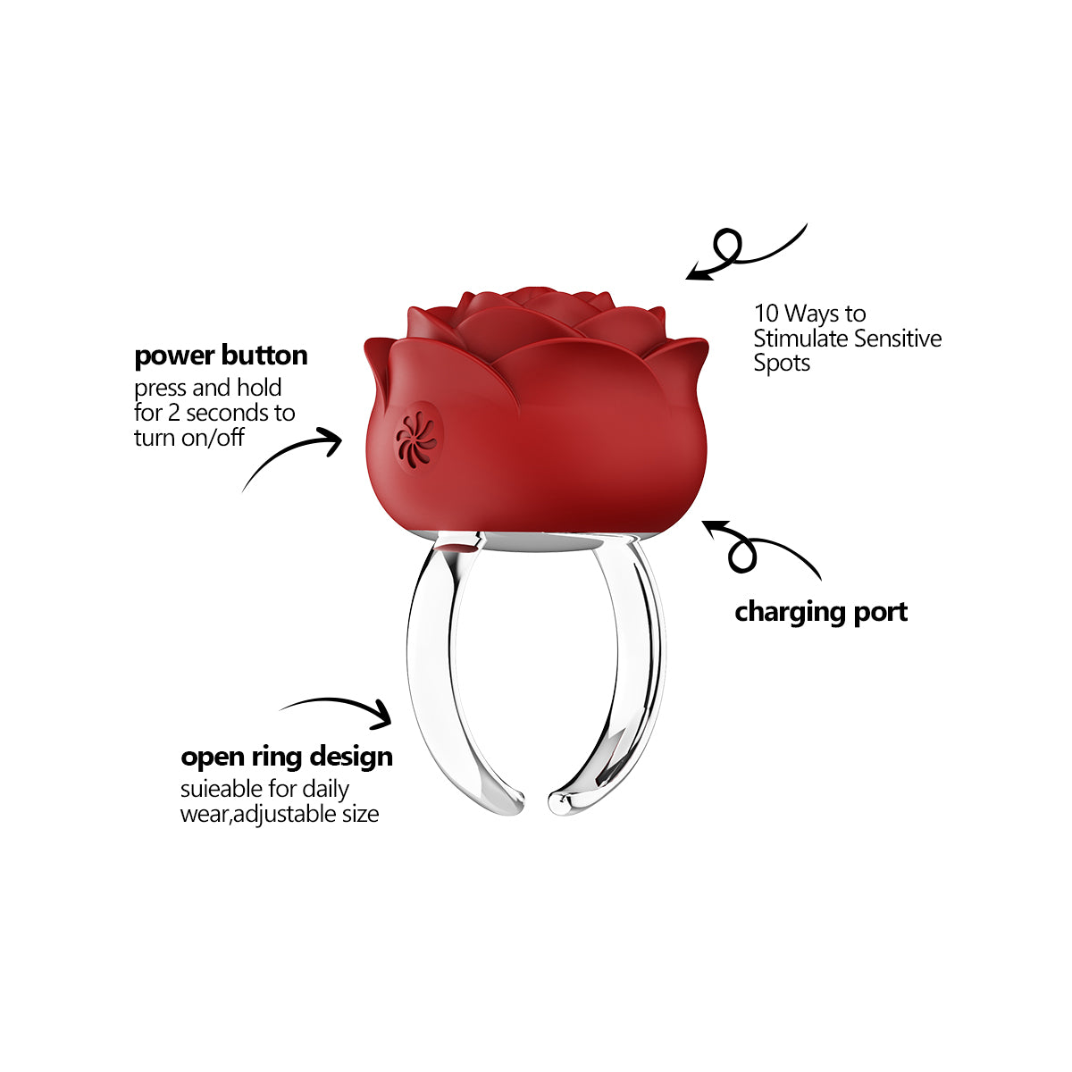 Rose jewelry ring vibrator